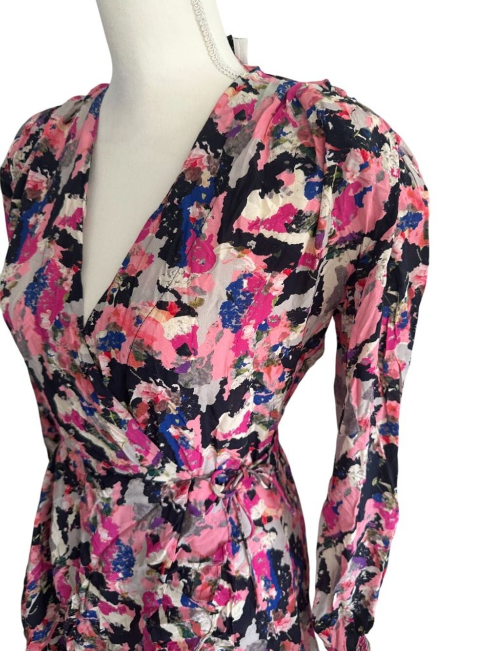 IRO Women's Pink Floral Wrap Dress Size 34 US XS - Picture 5 of 11